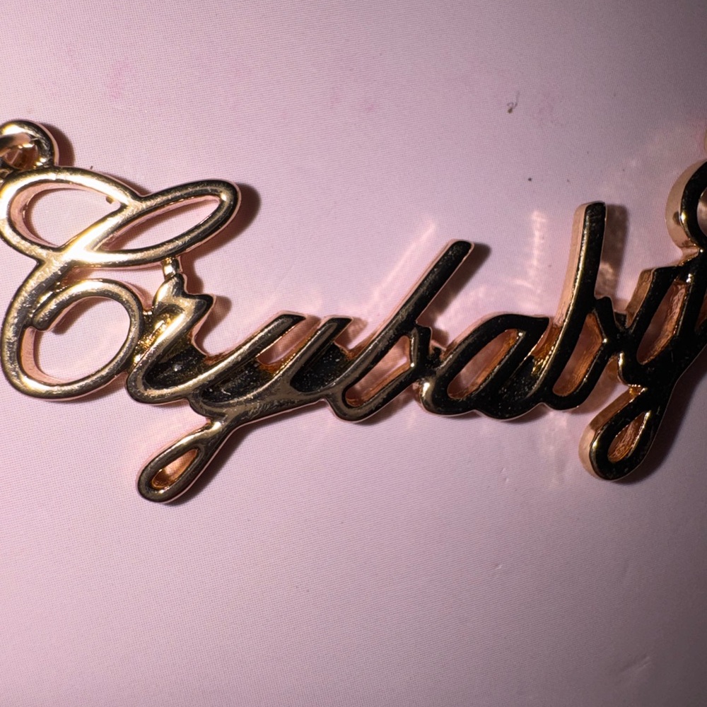 Melanie Martinez Crybaby Script Necklace Gold Tone Nickel Free NWT Y2K Aesthetic - Picture 2 of 3
